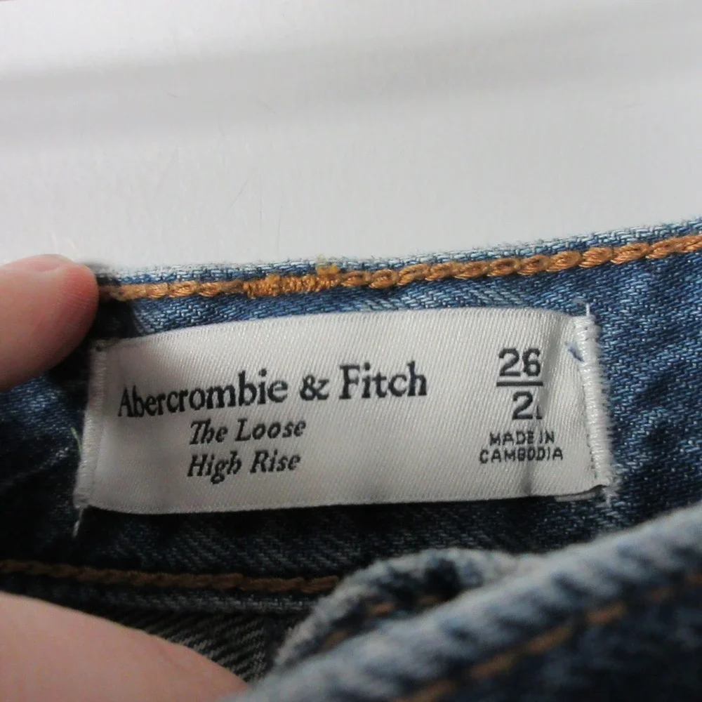 Abercrombie & Fitch The Loose High Rise Women's Blue Denim Jeans Size 26 2 - Picture 2 of 11